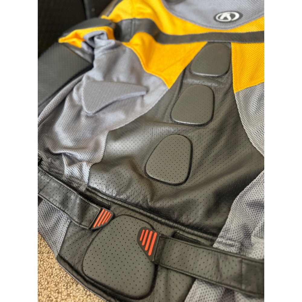 Fieldsheer High Temp Leather Mesh Motorcycle Jacket black yellow men size 12/14 - Picture 14 of 15